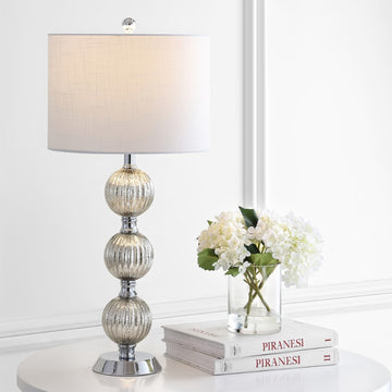 Rita 30.5" Silvered Orbs Glass/Metal LED Table Lamp - JONATHAN Y